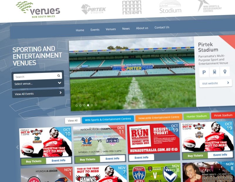 Web Design Sydney Project for Venues NSW